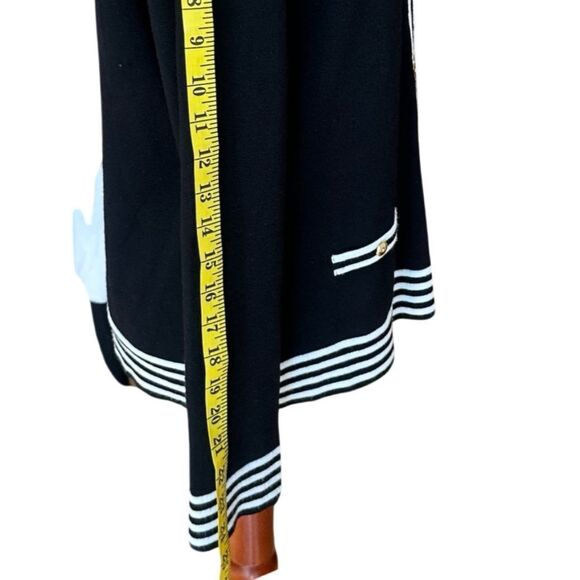 Women's Long Sleeve Cardigan Button-Up Black & White Size Large - Picture 7 of 9